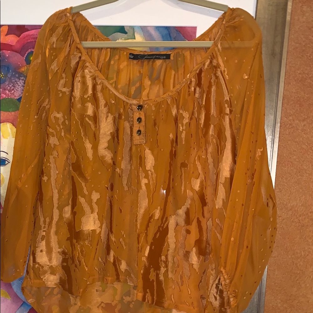 Lovely slightly sheer peasant style top.
